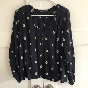 Navy with white flowers long sleeve top